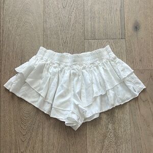 White Ruffled Free People Women’s Shorts